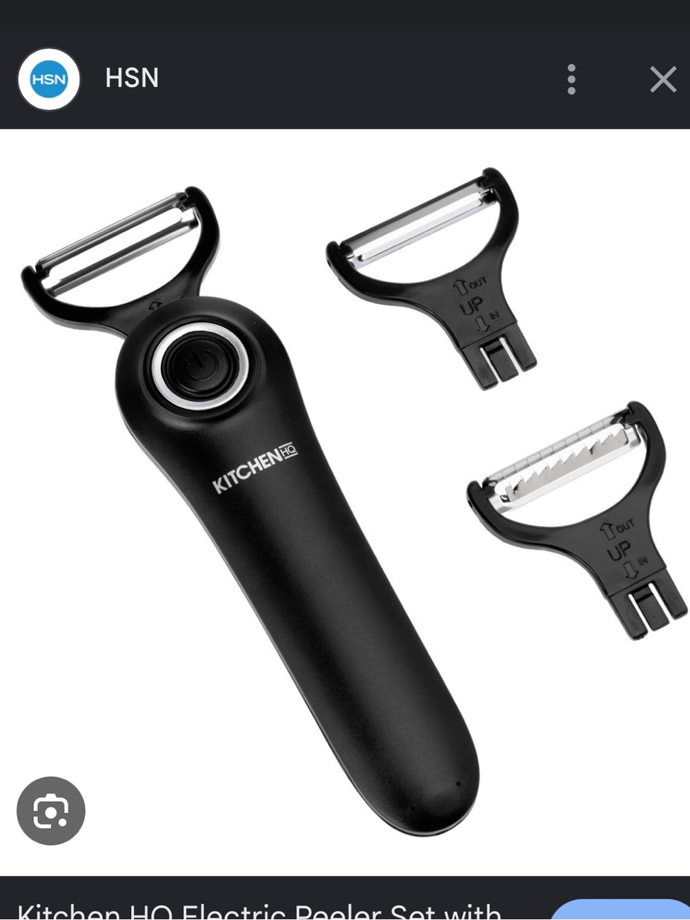 KITCHEN HQ Electric Peeler with 3 Interchangeable Blades - Black
